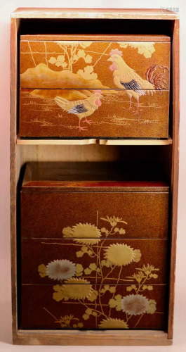 Japanese Meiji Lacquer Stacked Box - Dated 42nd Year