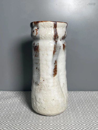 Japanese Studio Ceramic Vase - Signed Shino Glaze Piece