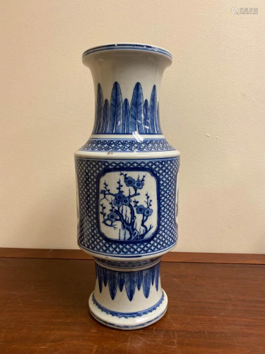 Chinese Blue White Porcelain Vase - Four Seasons