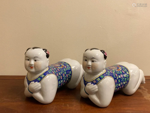 Pair Chinese Porcelain Model of Boys