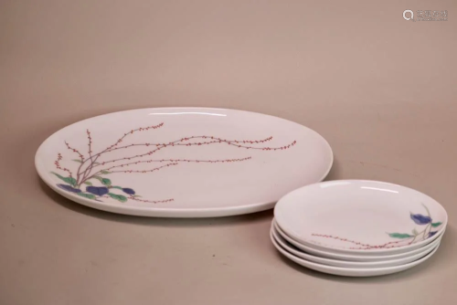 Japanese Fukugawa Porcelain Desert Dish Set