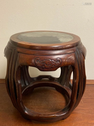 Chinese Rosewood Stool with Dreamstone Marble