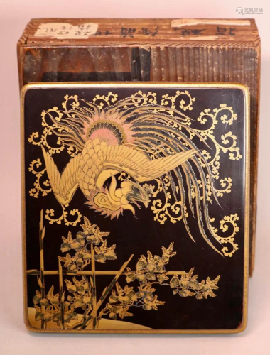 Japanese Lacquer Writing Box with Pheonix
