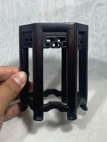 Chinese small wood stand - Hexagonal