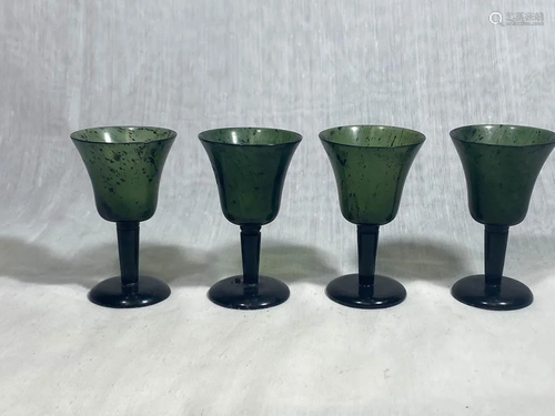 Set of Four Chinese Jade Stem Cups