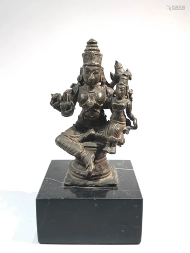 Indian Bronze Figruine on Bvlack Marble Stand