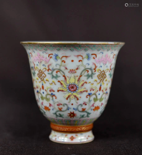 Chinese Famille Rose Porcelain Stemcup