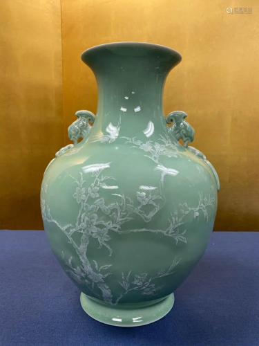 Chinese Celadon Porcelain Vase -White Paste