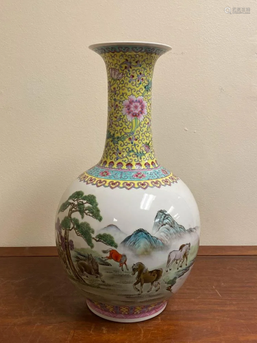 Chinese Porcelain Vase with Horse