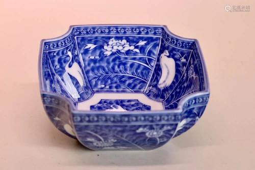 Japanese Fukugawa Blue White Porcelain Bowl