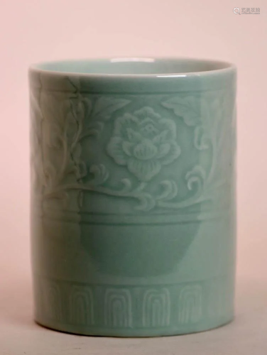 Chinese Celadon Porcelain Brushpot
