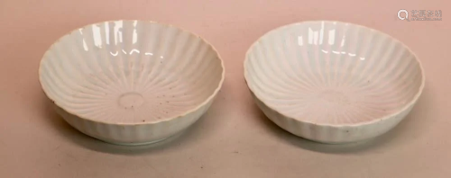 Pair Japanese White Glazed Dish - Nabeshima