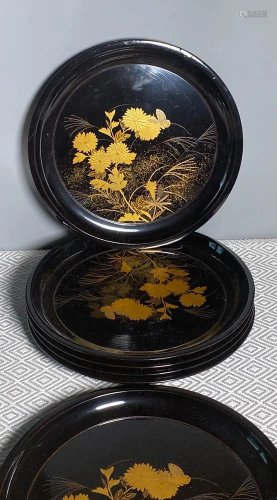 Japanese lacquer Dishes Sets - Floral Motif