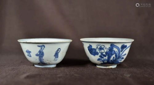 Two Chinese Blue White Porcelain Bowls