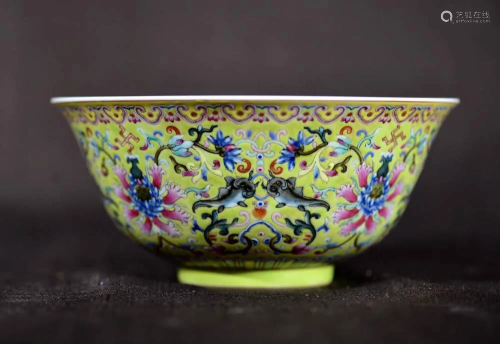 Chinese Famille Rose Porcelain Bowl with Lotus
