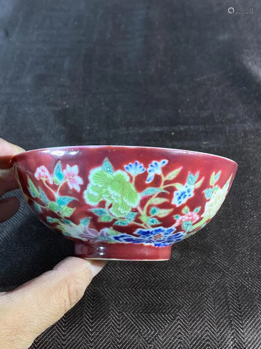 Chinese porcelain bowl with ruby enamle