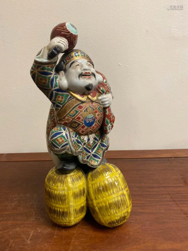 Japanese Kutani Porcelain Figurine with Drum