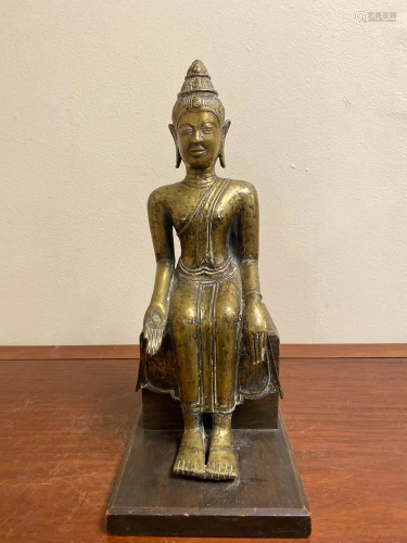 Antique Thai Bronze Buddha Seated on Museum M…