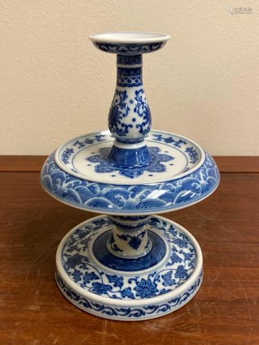 Chinese Blue White Porcelain Candle Stick