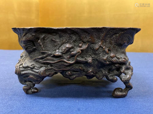 Japanese Bronze Bonzai Planter - Dragon