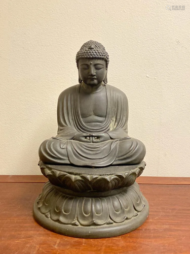Japanese Meiji Bronze Seated Buddha on Lotus