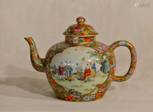 Chinese Milifloral Porcelain Teapot