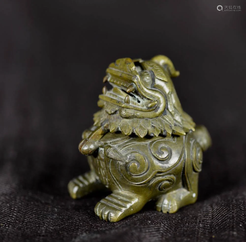 Chinese Miniture Bronze Foolion Censer