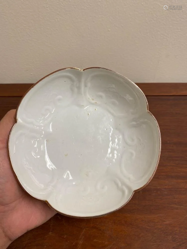 Antique Chinese White Porcelain Lobbed Bowl