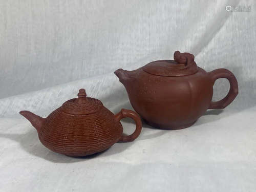 Group of Two Chinese Yixin Teapot - Red Clay