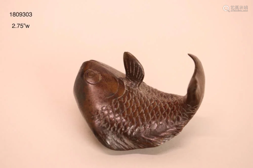 Japanese Bronze Fish Scholar Paper Weight and W…