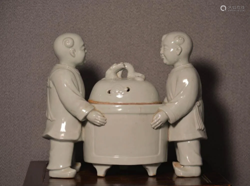Japanese Hirado Porcelain Censer with Boys