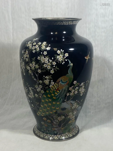 Japanese Cloisonne Vase - Peacock