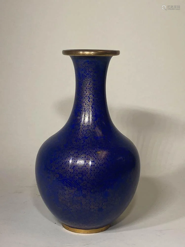 Chinese Blue Cloisonne Vase