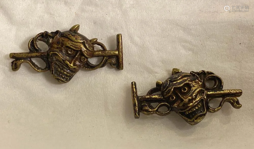 Pair Rare Japanese Gold Sword Fitting of Nohmask