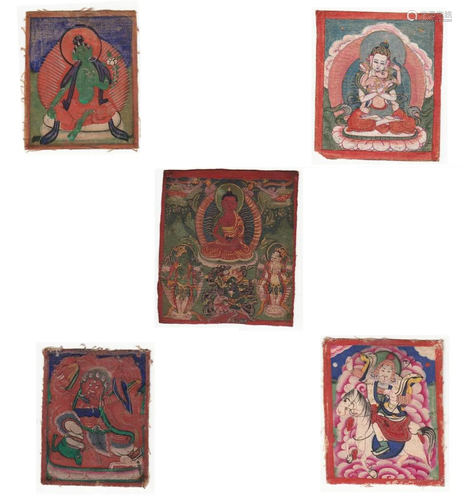 Group of 5 Tibetan Thangka