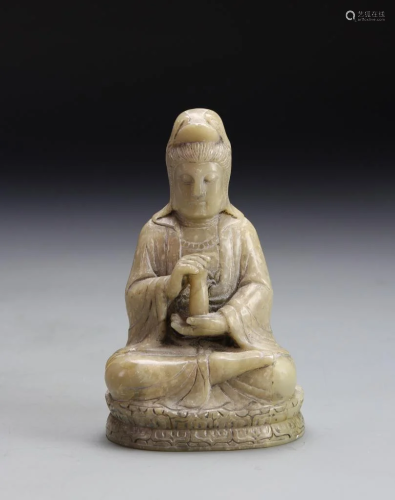 Chinese Soapstone Guanyin with Base