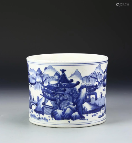 Chinese Blue and White Brush Pot