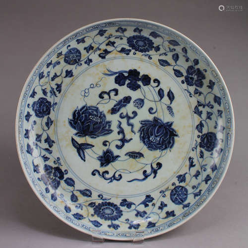 Chinese Blue & White Porcelain Plate