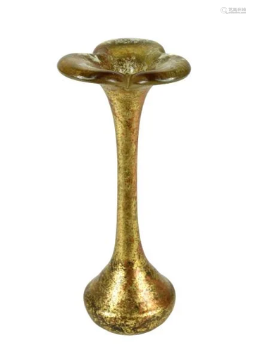 Fluted Gilt Painted Weighted Glass Vase