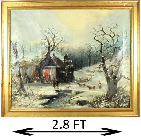 H.V.S. Seymour (19th C) Winter Scene O/C