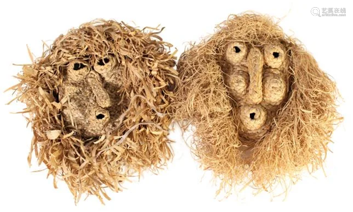 Pair of Iroquois Corn Husk Ceremonial Masks