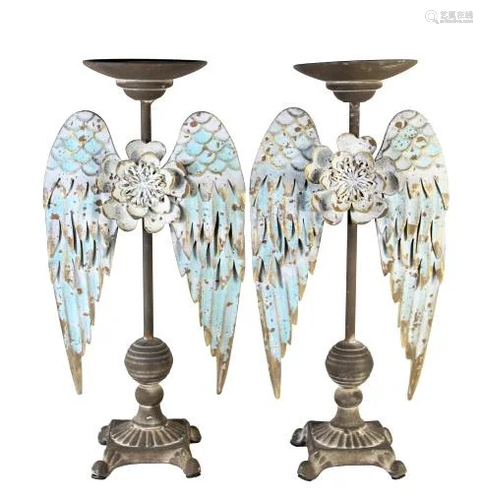 Pair of Southwestern Angel Wing Candlesticks