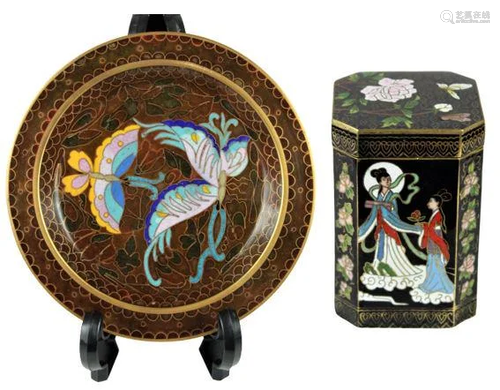 Cloisonne Plate and Box