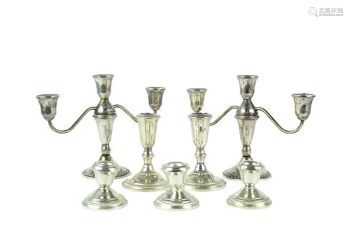 Group of (7) Weighted Sterling Candle Sticks