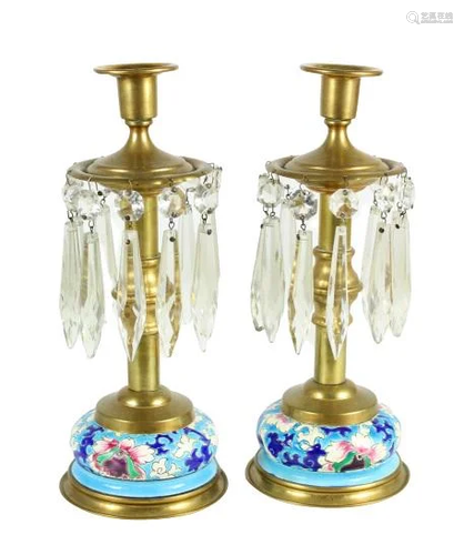 Pair of Enameled Candlesticks