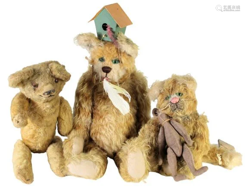 (3) Vintage Steiner Stuffed Animals