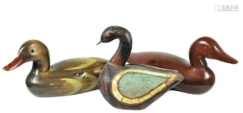 Group of 3 Carved Wooden Duck Decoys