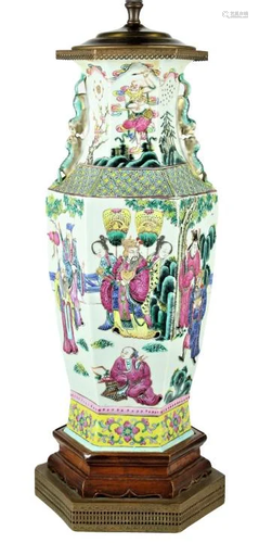 Chinese Porcelain Six Sided Tapered Vase