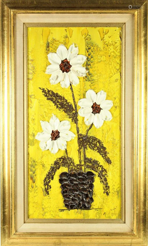 MCM Heavy Impasto Floral Still Life Oil