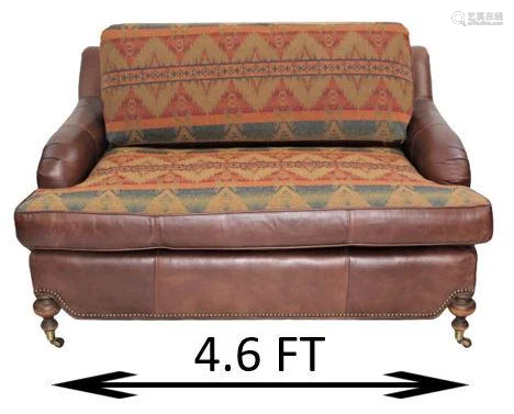 Southwestern Upholstered Leather Loveseat